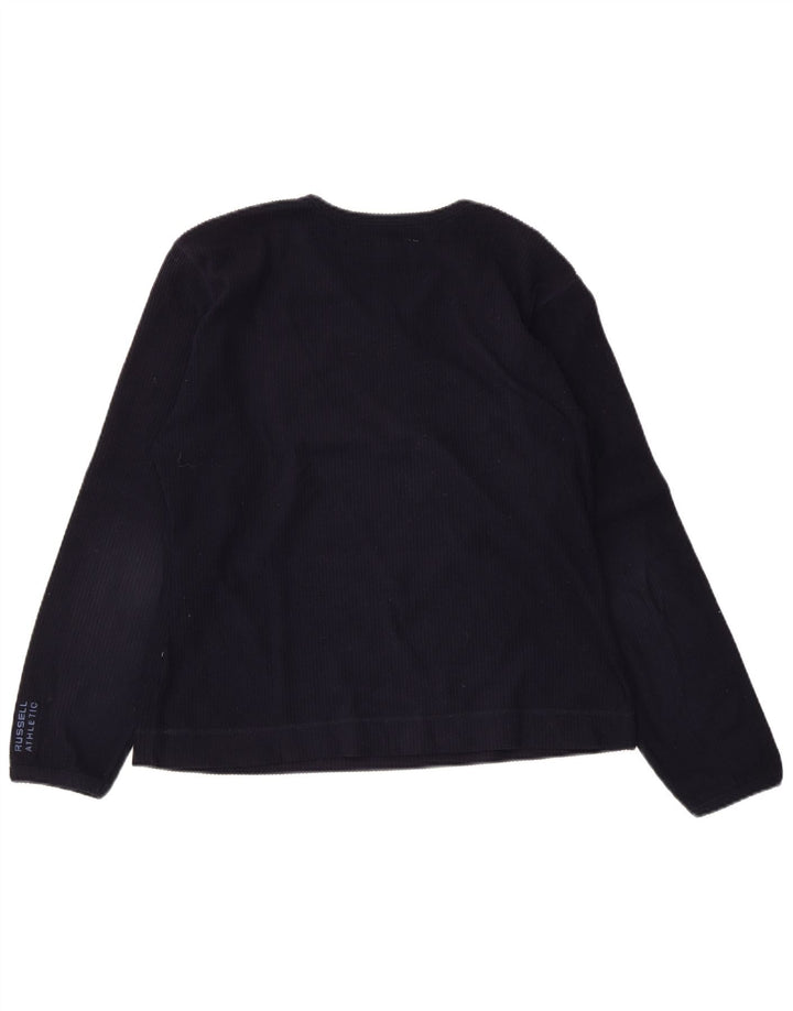RUSSELL ATHLETIC Top da donna a maniche lunghe UK 16 Large Blu Navy Poliestere