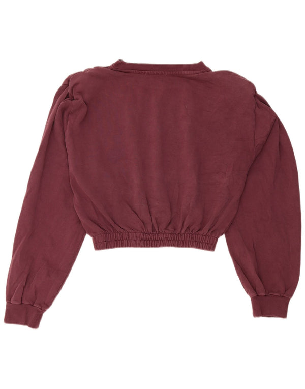 Felpa corta da donna Zara, maglione UK 14, cotone bordeaux medio