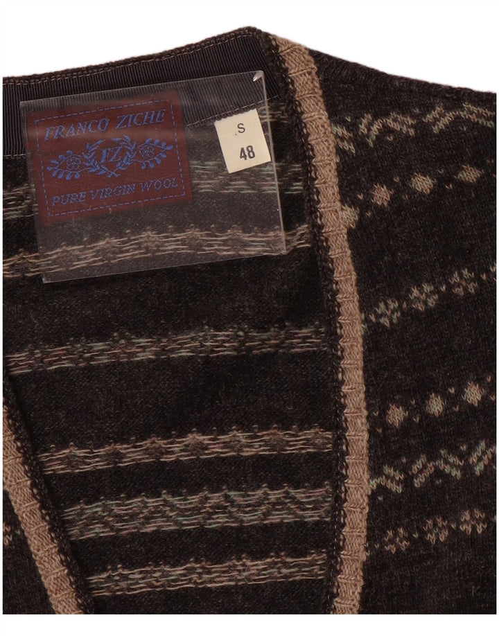 Franco Ziche Maglione Cardigan da Uomo Piccolo in Lana a Righe Grigie