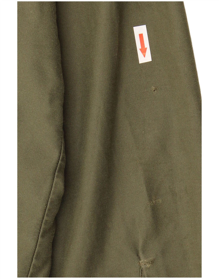 Camicia militare vintage da uomo grande in poliestere kaki