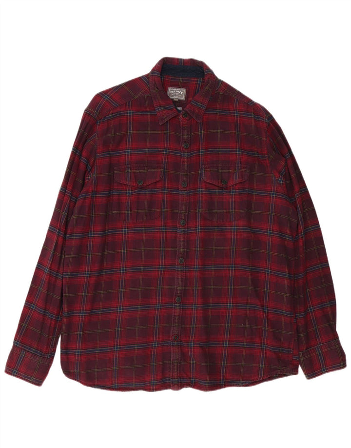 Camicia in flanella da uomo Fat Face XL in cotone a quadri bordeaux