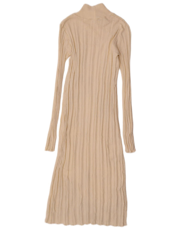 Abito aderente a maniche lunghe in maglia da donna Zara UK 12 medio bianco sporco