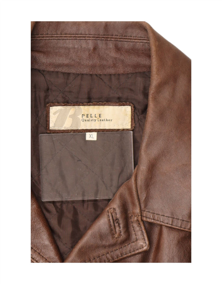 Giacca in pelle vintage da uomo UK 42 XL in pelle marrone