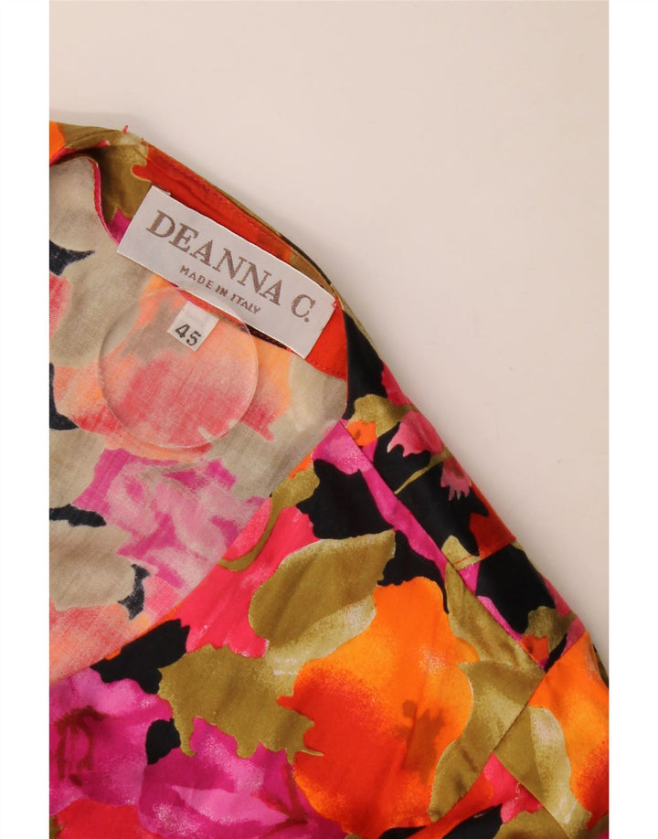 Camicetta camicia a maniche corte da donna vintage IT 45 floreale multicolore medio