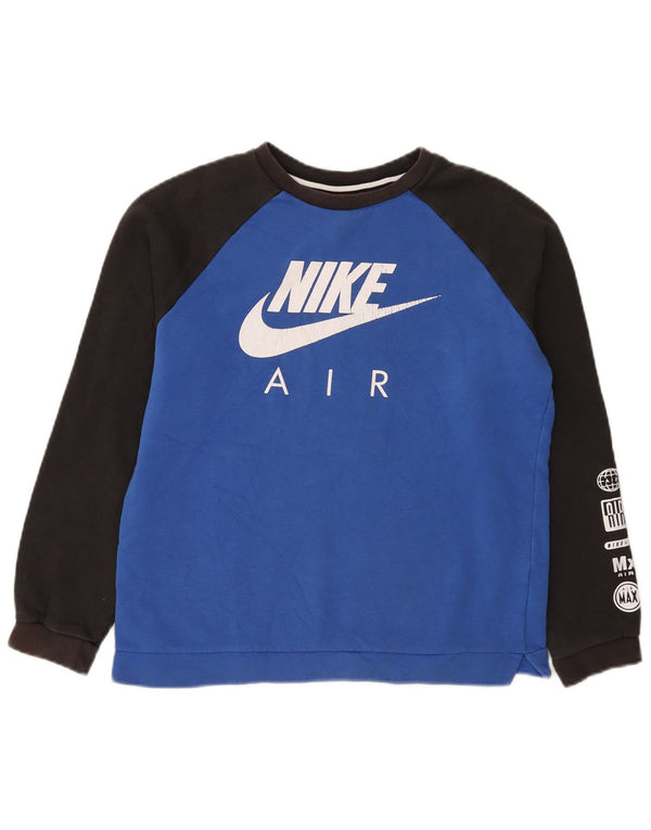 Felpa grafica Nike da bambino, 13-14 anni, XL, in cotone color block blu