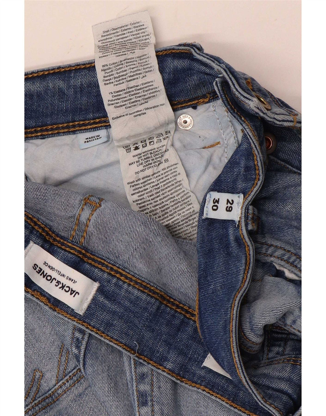 Jeans slim invecchiati da uomo Jack & Jones W29 L30 cotone blu