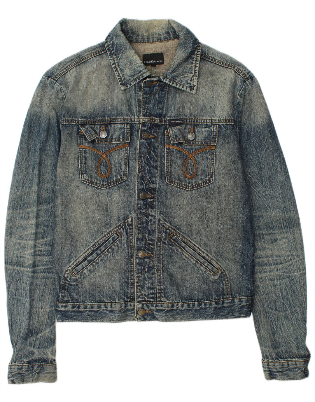 CALVIN KLEIN JEANS Giacca di jeans da uomo UK 38 Cotone blu medio