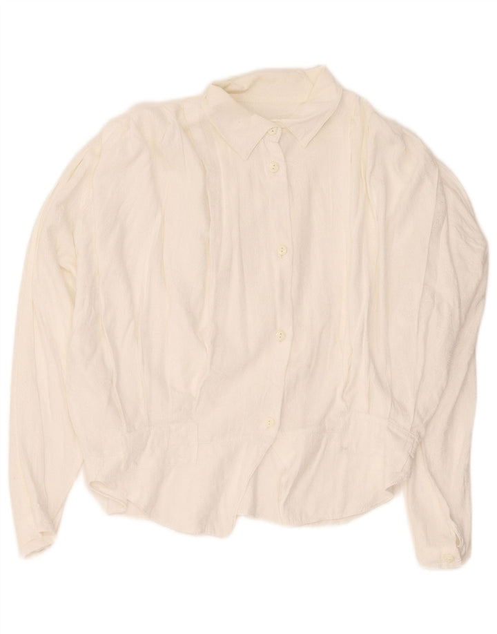 Camicetta camicia vintage da donna UK 16 grande cotone bianco
