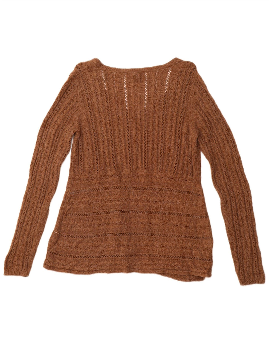 WHITE STUFF Maglione cardigan da donna UK 16 Grande viscosa marrone