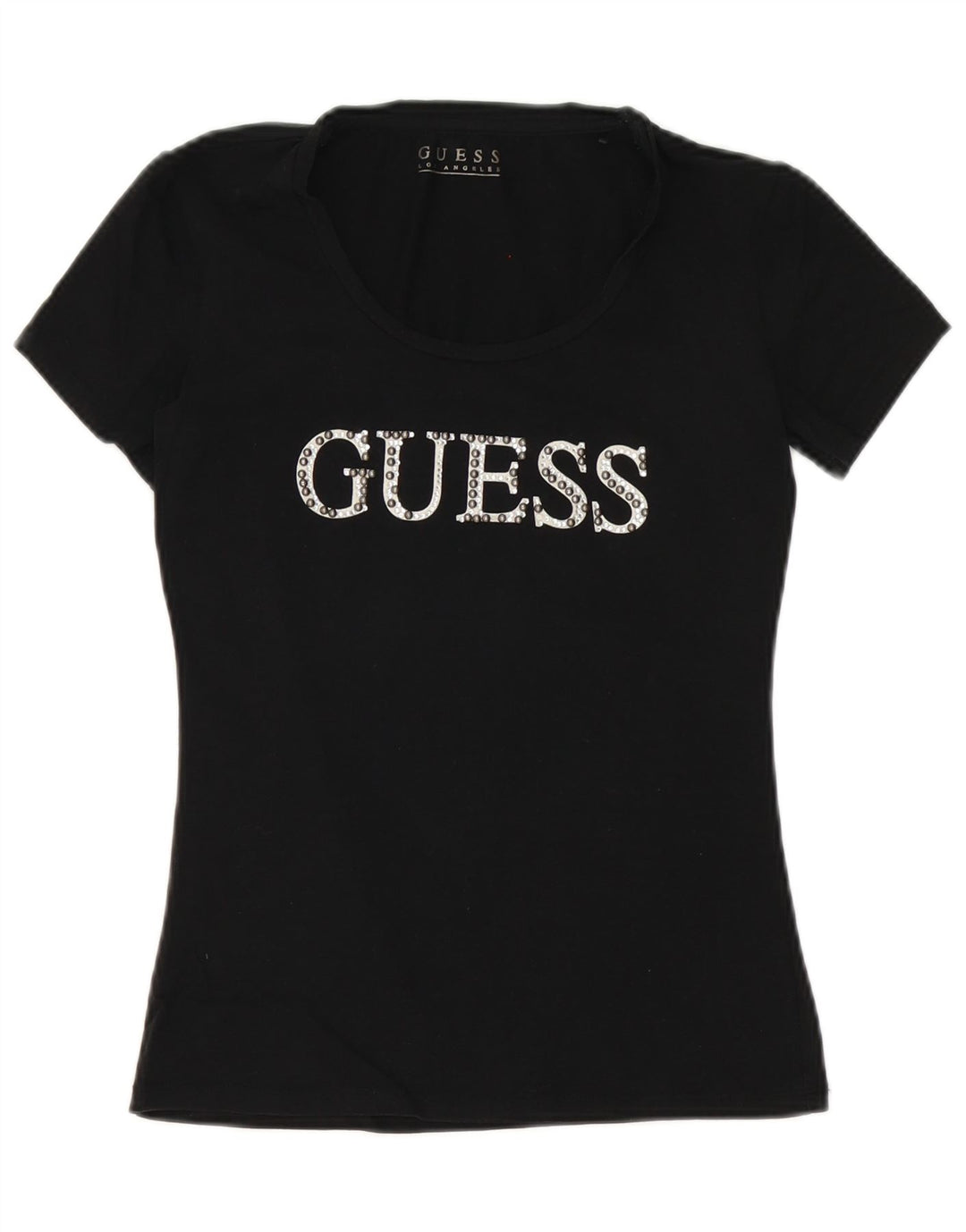 Guess T-shirt grafica da donna Top UK 10 Small Nera