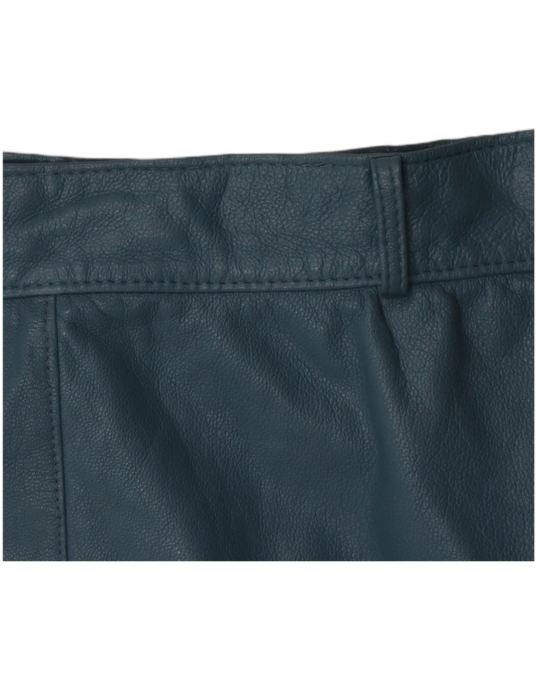 Gonna in pelle vintage da donna W28 Blu medio