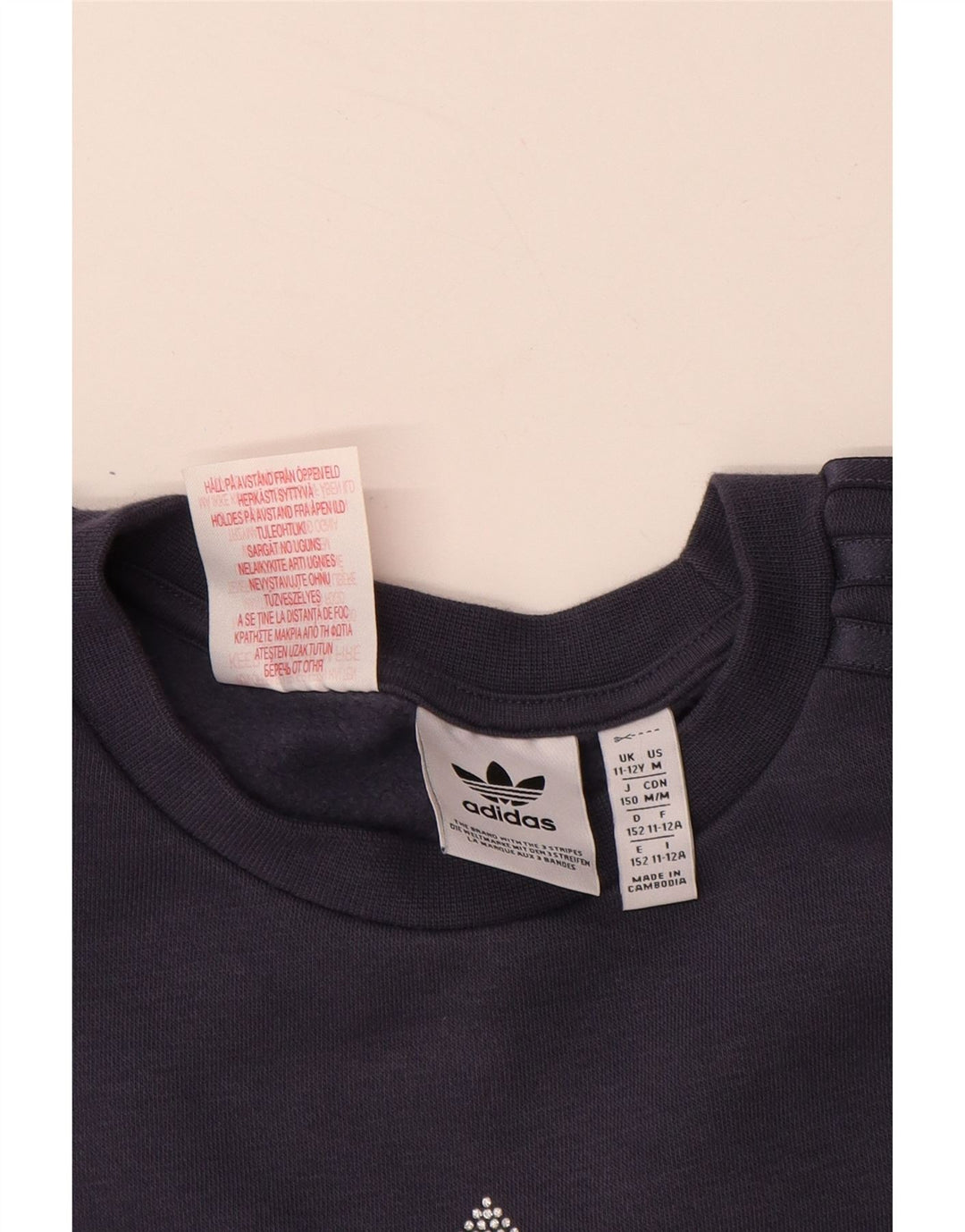 Felpa grafica per ragazze ADIDAS, maglione 11-12 anni, cotone blu navy