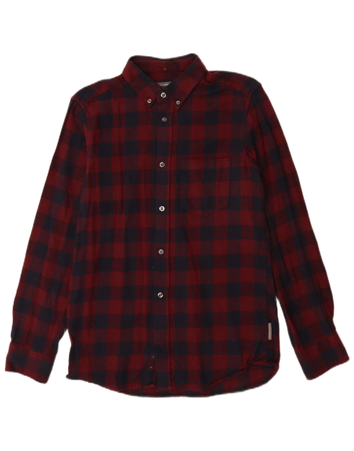 Camicia da uomo in flanella French Connection piccola in cotone a quadri bordeaux