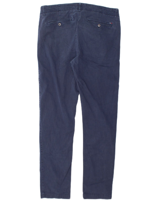 TOMMY HILFIGER Pantaloni chino slim da uomo W32 L30 cotone blu navy