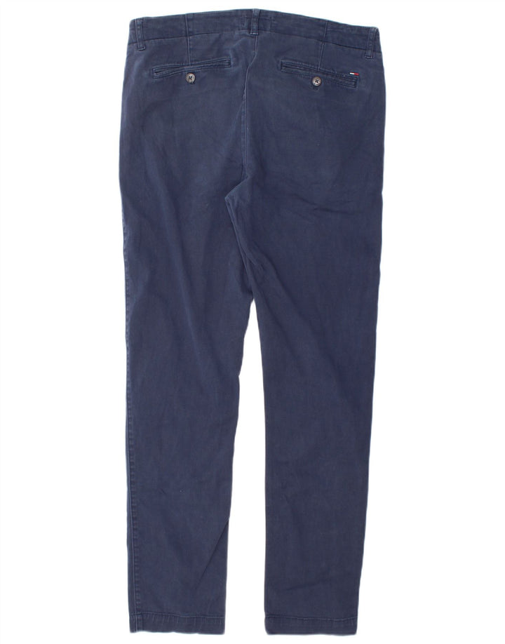TOMMY HILFIGER Pantaloni chino slim da uomo W32 L30 cotone blu navy