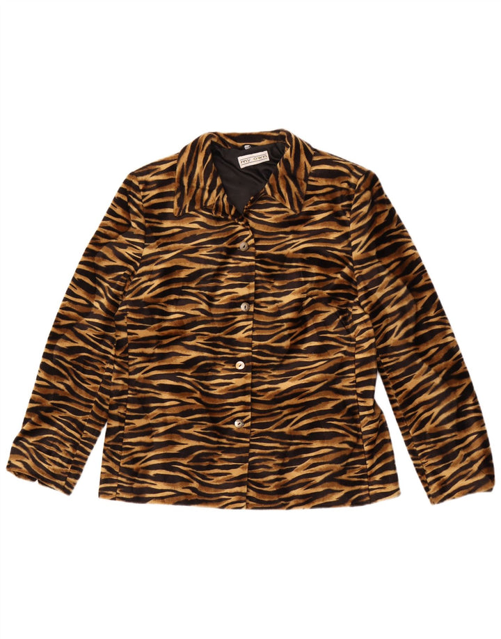 Giacca blazer a 4 bottoni da donna My Own EU 42 grande stampa animalier marrone