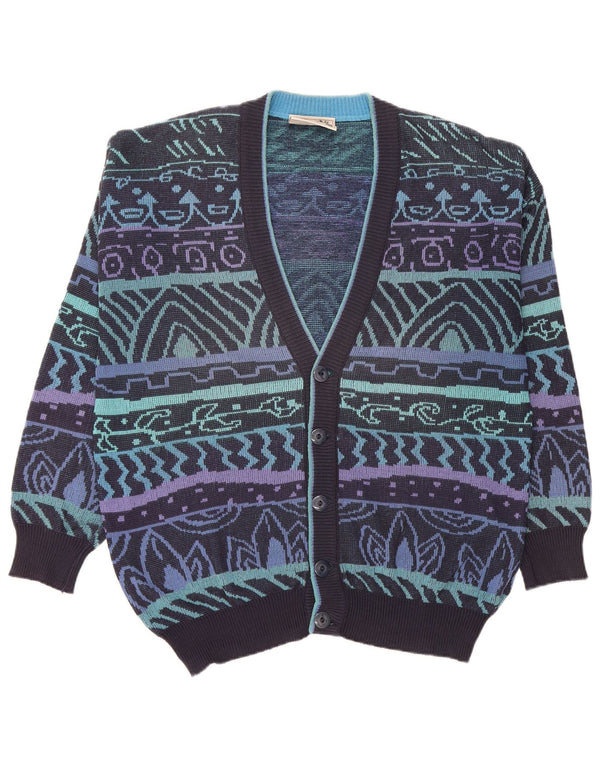 Maglione cardigan da uomo JAC IT 52 Large in cotone geometrico blu navy