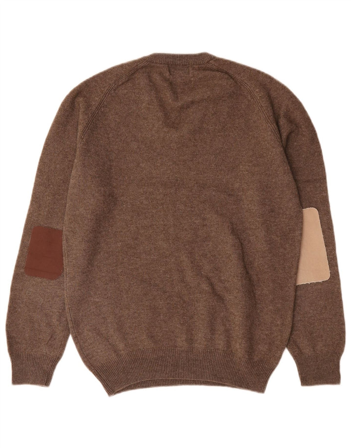 Maglione da uomo Marks & Spencer con scollo a V piccolo lana d'agnello marrone