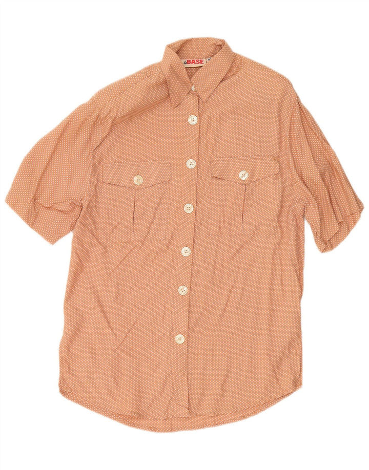 Camicia vintage da donna a maniche corte IT 44 arancione medio maculato