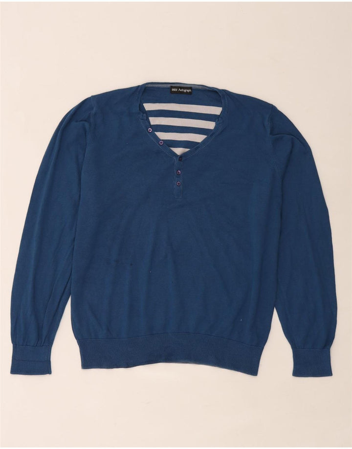 Maglione da uomo con scollo a V autografo Marks & Spencer grande blu
