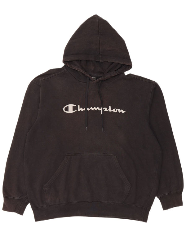 Felpa con cappuccio grafica da uomo Champion XL in cotone nero