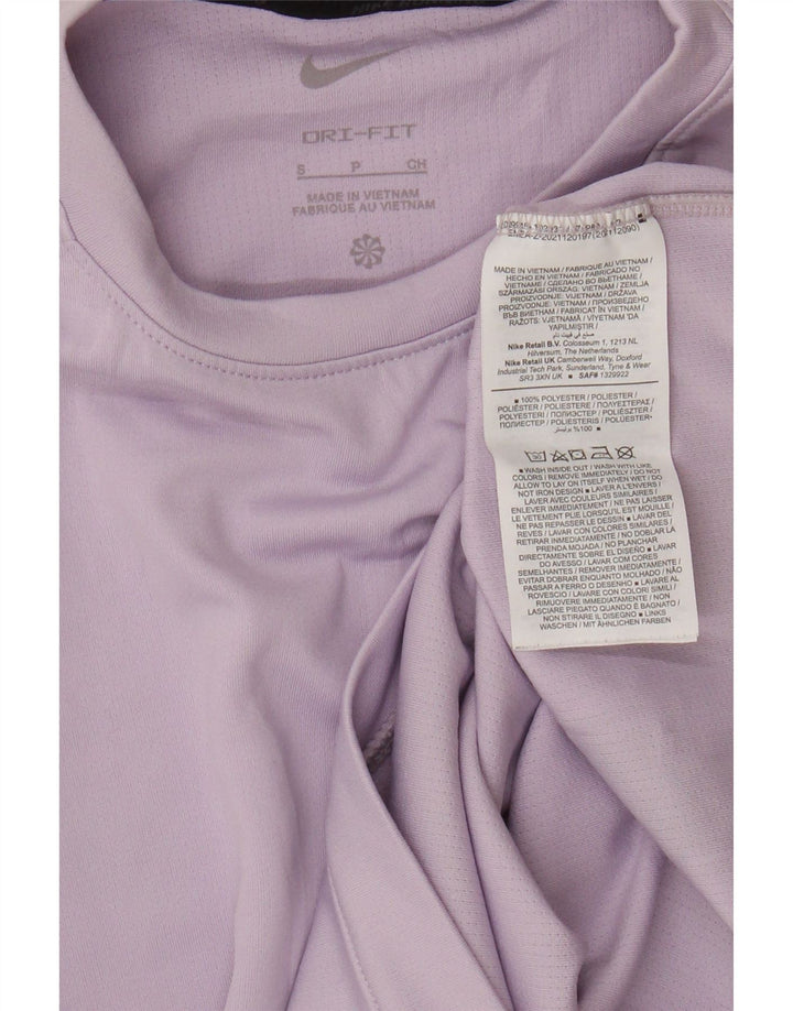 Nike Dri Fit Graphic Top da donna a maniche lunghe UK 10 Small Lilla Poliestere