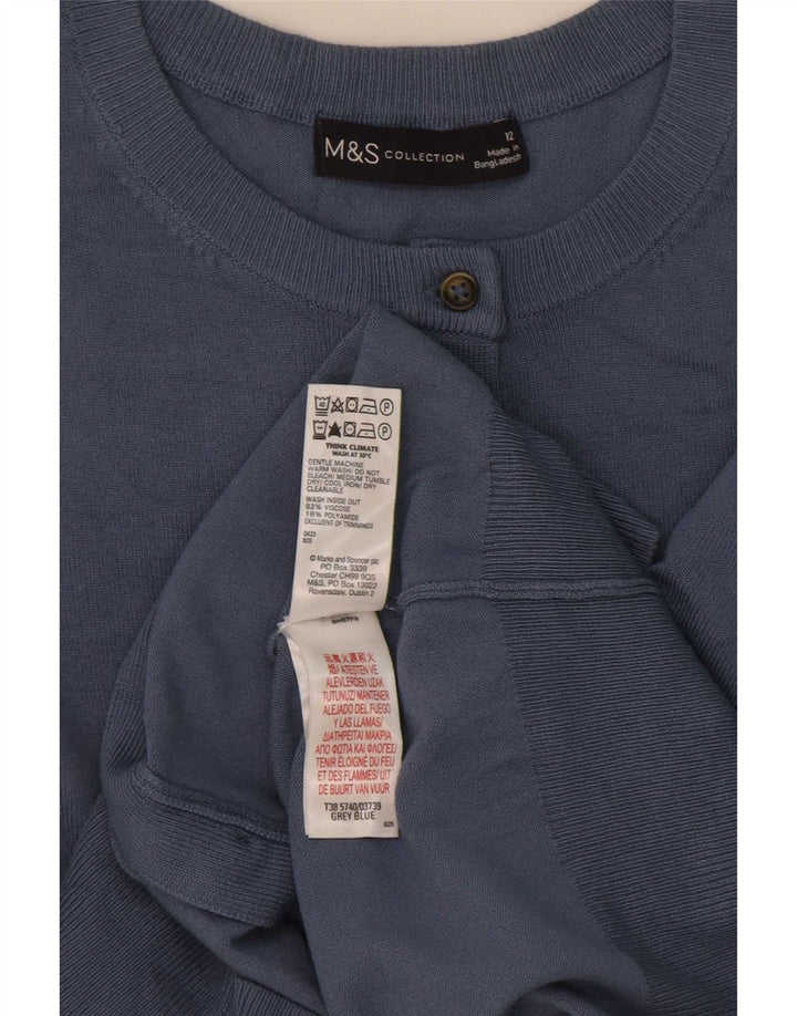 Maglione cardigan da donna Marks & Spencer UK 12 Viscosa blu medio