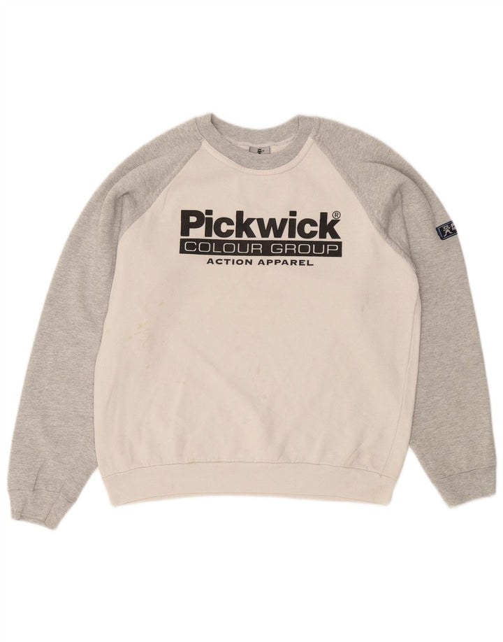 PICKWICK Felpa con grafica da donna Maglione UK 14 Medium White Colourblock