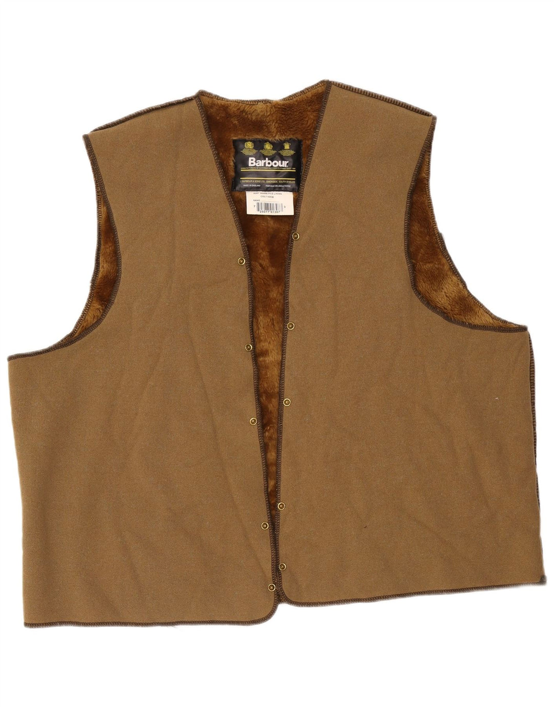 Barbour Mens Sherpa Liner Gilet Taglia 52 Grande Acrilico Marrone