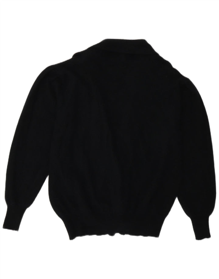 Maglione cardigan da donna vintage UK 16 grande blu navy