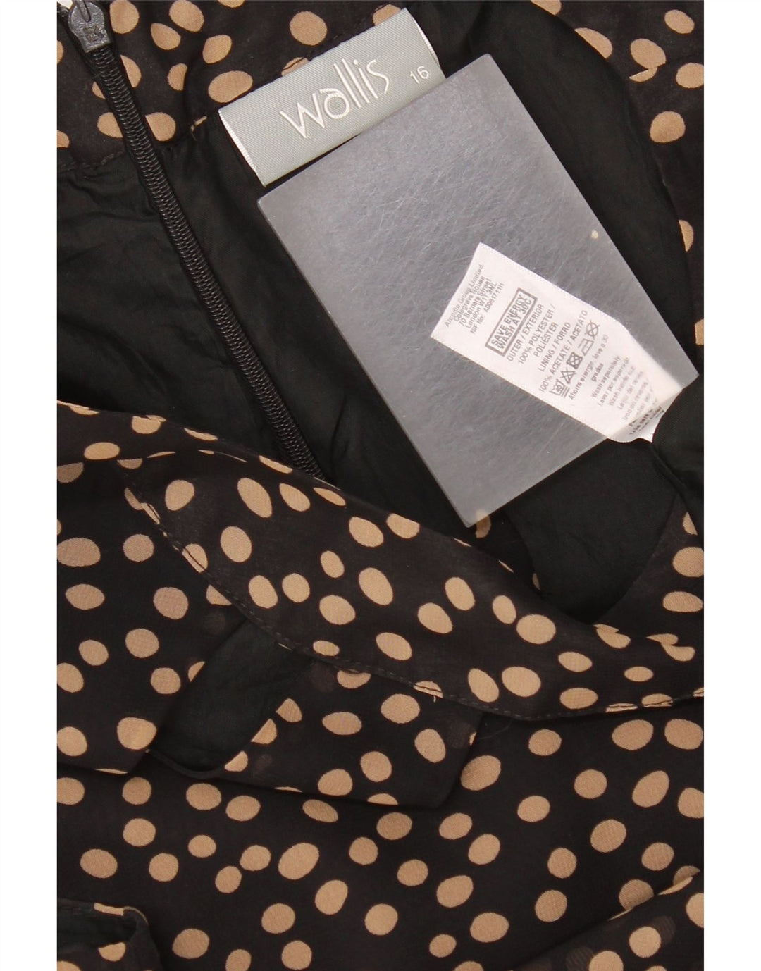 Abito a trapezio senza maniche da donna Wallis UK 16 Grande poliestere nero a pois
