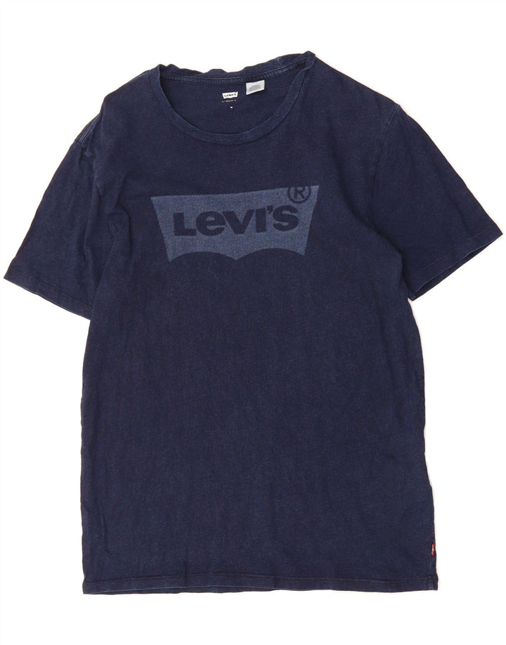LEVI'S Mens Graphic T-Shirt Top Medium Navy Blue Cotton Vintage Levi's and Second-Hand Levi's from Messina Hembry 