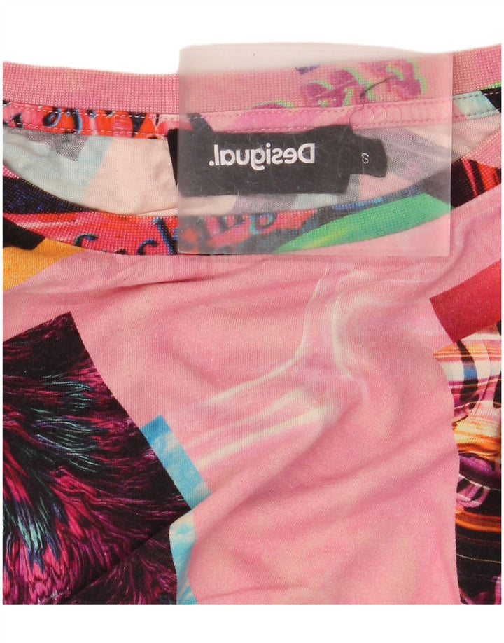 Desigual T-shirt grafica oversize da donna Top UK 10 Small Rosa