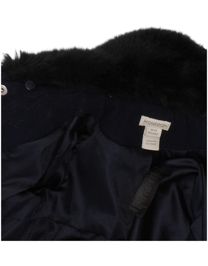 MONSOON Cappotto per neonata 12-18 mesi in poliestere blu navy