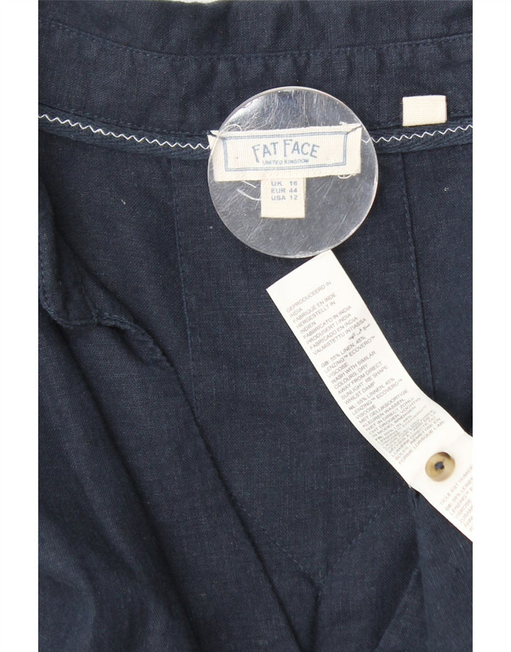 FAT FACE Camicia pullover oversize da donna UK 16 Grande lino blu navy