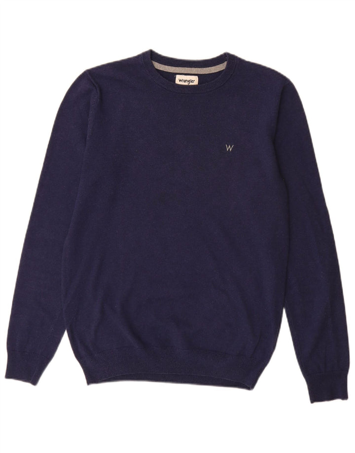 Maglione da uomo con scollo a barca Wrangler in cotone medio blu navy