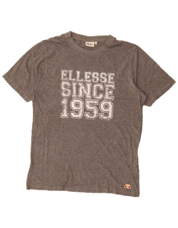 T-shirt grafica da uomo Ellesse Top in cotone chiazzato grigio medio