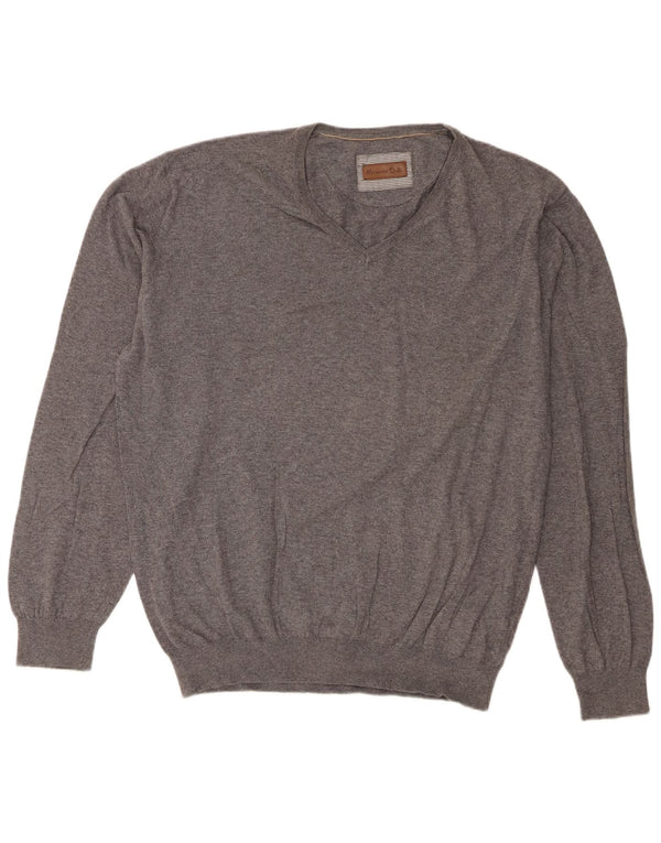 Maglione maglione da uomo con scollo a V vestibilità regolare Massimo Dutti 2XL Grigio