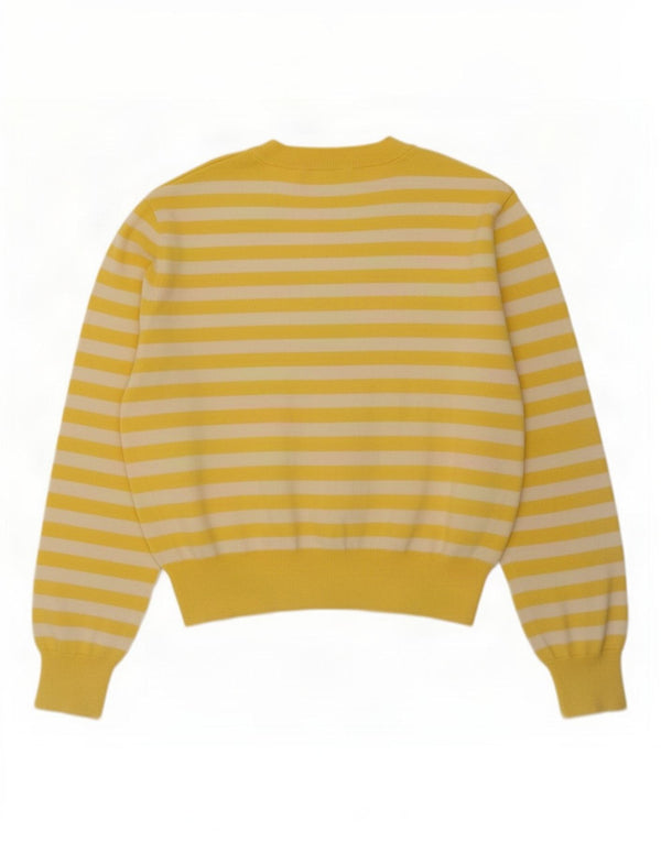 Maglione cardigan da donna Zara UK 14 Viscosa a righe gialle medie