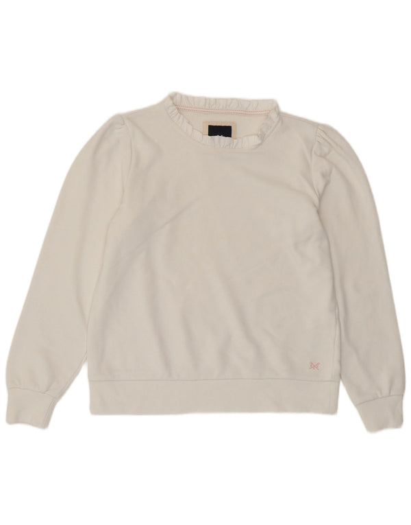 CREW CLOTHING Felpa da donna Maglione UK 12 Cotone bianco medio