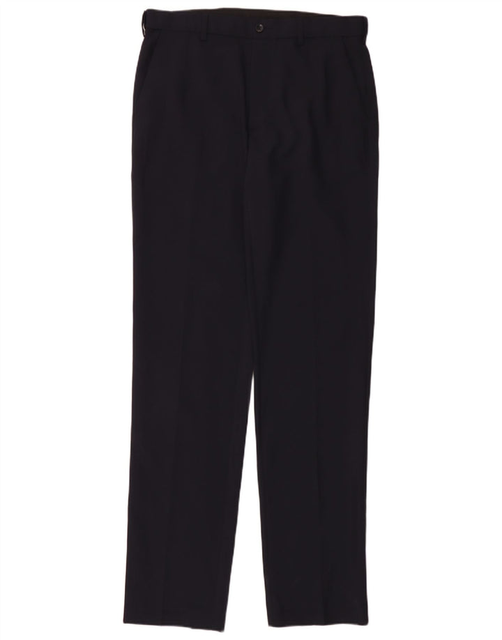 Pantaloni chino vestibilità regolare da uomo Marks & Spencer W32 L35 poliestere blu navy