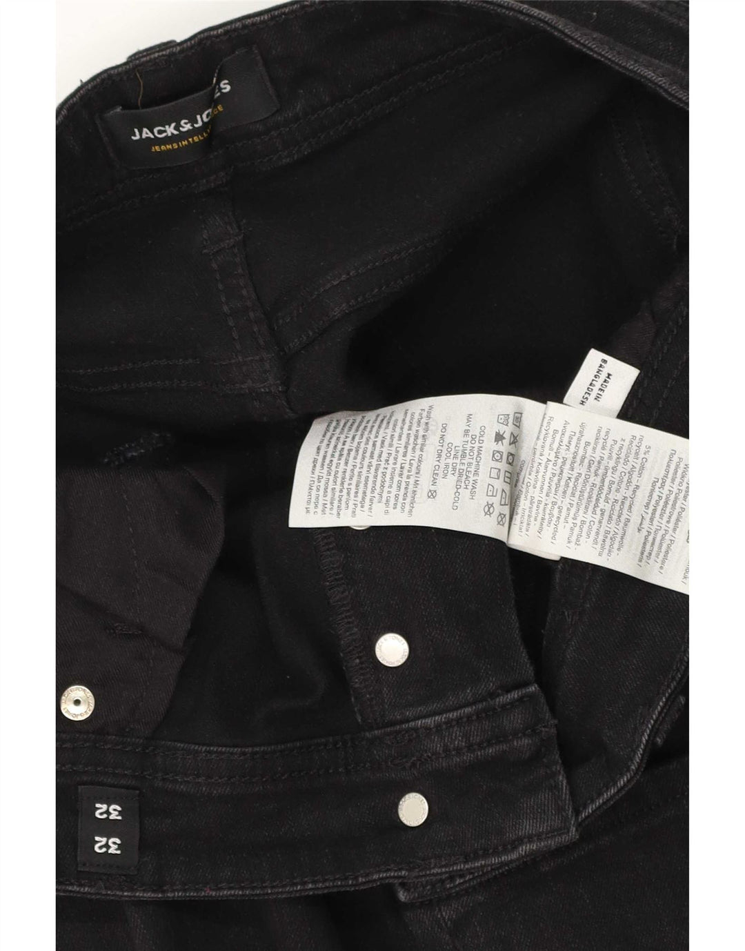 Jeans dritti da uomo Jack & Jones W32 L32 cotone nero