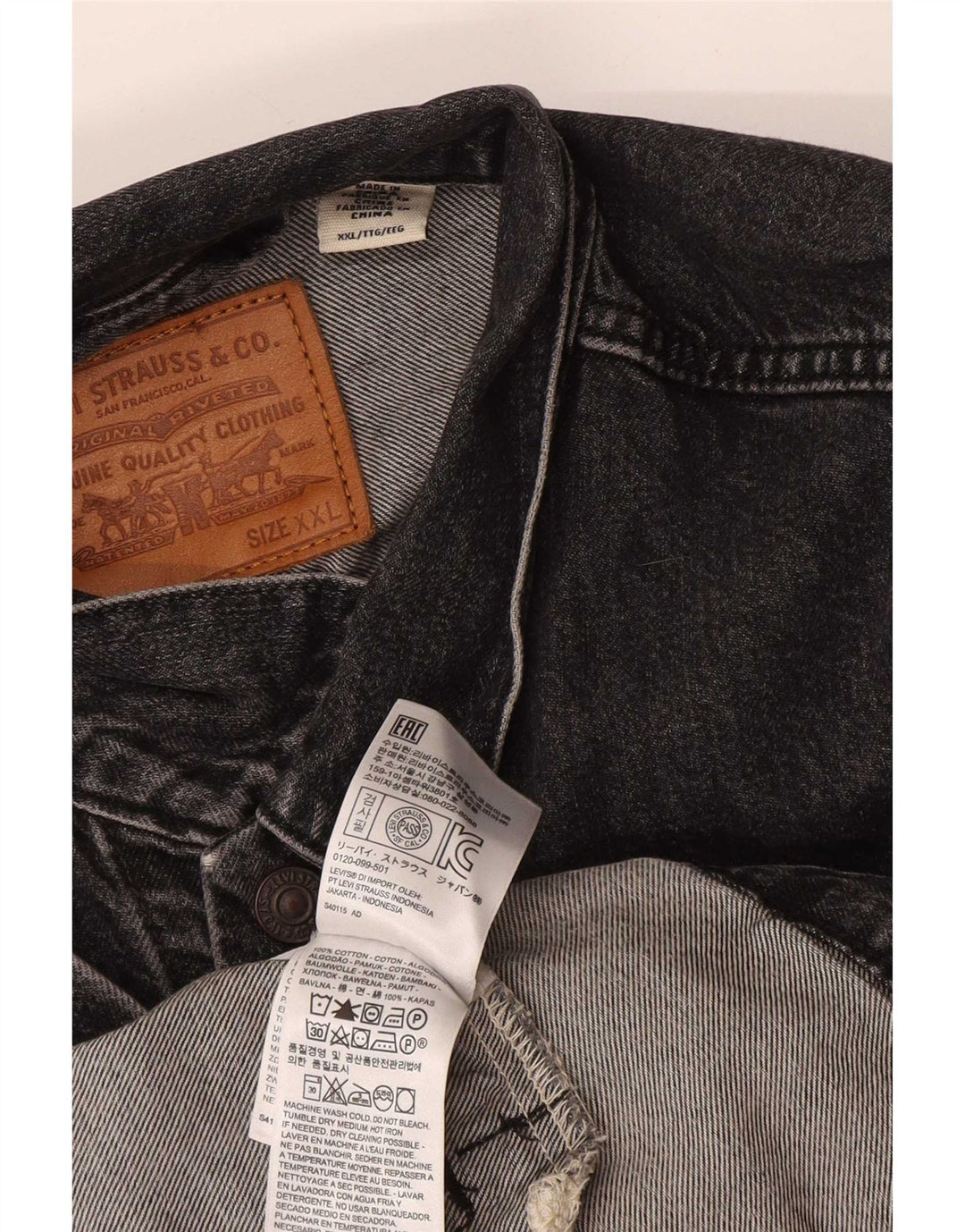 Giacca di jeans da uomo Levi's UK 44 2XL cotone nero