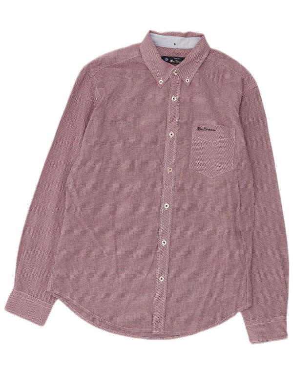 Camicia da uomo Ben Sherman in cotone a quadri rossi medi