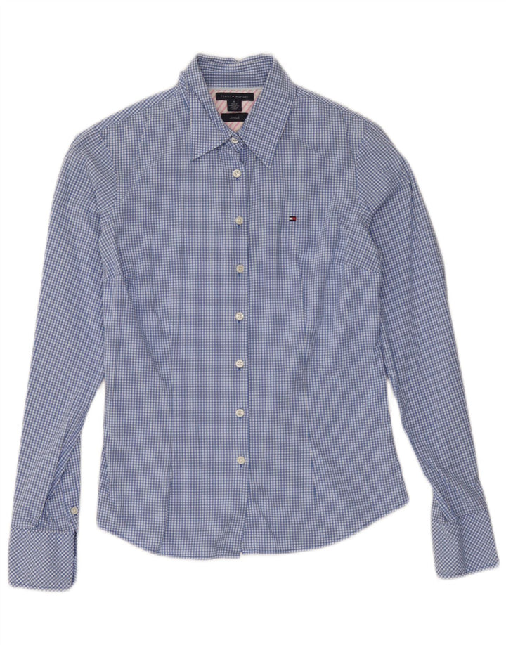 Camicia da donna Tommy Hilfiger US 4 Small Blu a quadretti in cotone