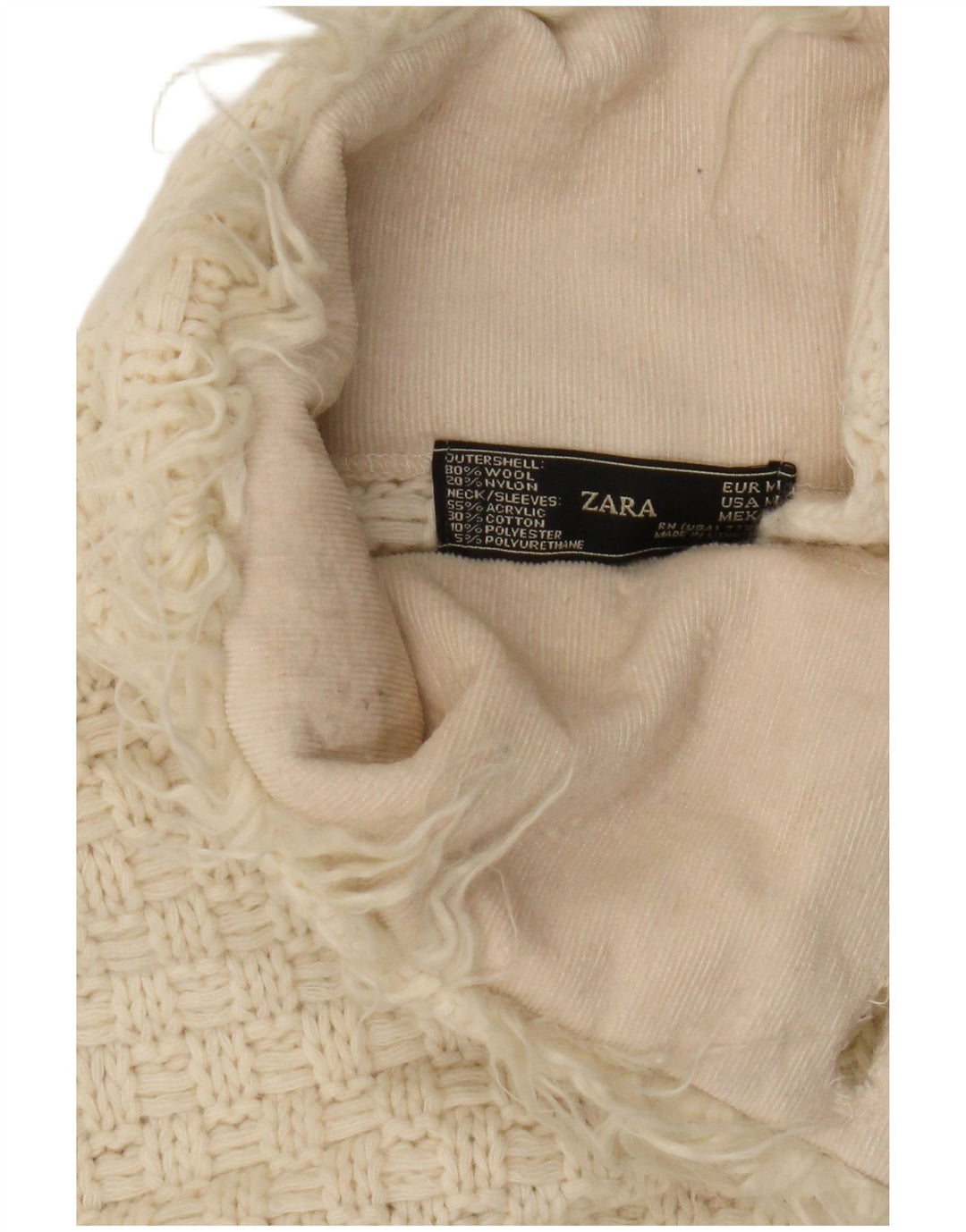 Maglione cardigan lungo da donna Zara UK 12 Lana bianco sporco medio