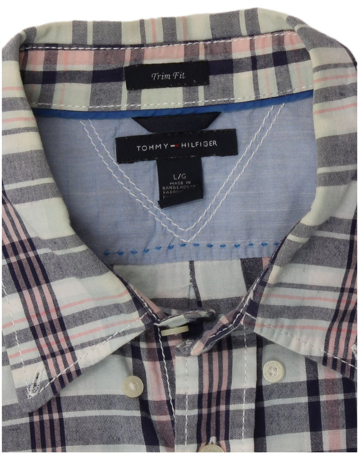 Camicia da uomo Tommy Hilfiger a quadri grandi in cotone blu
