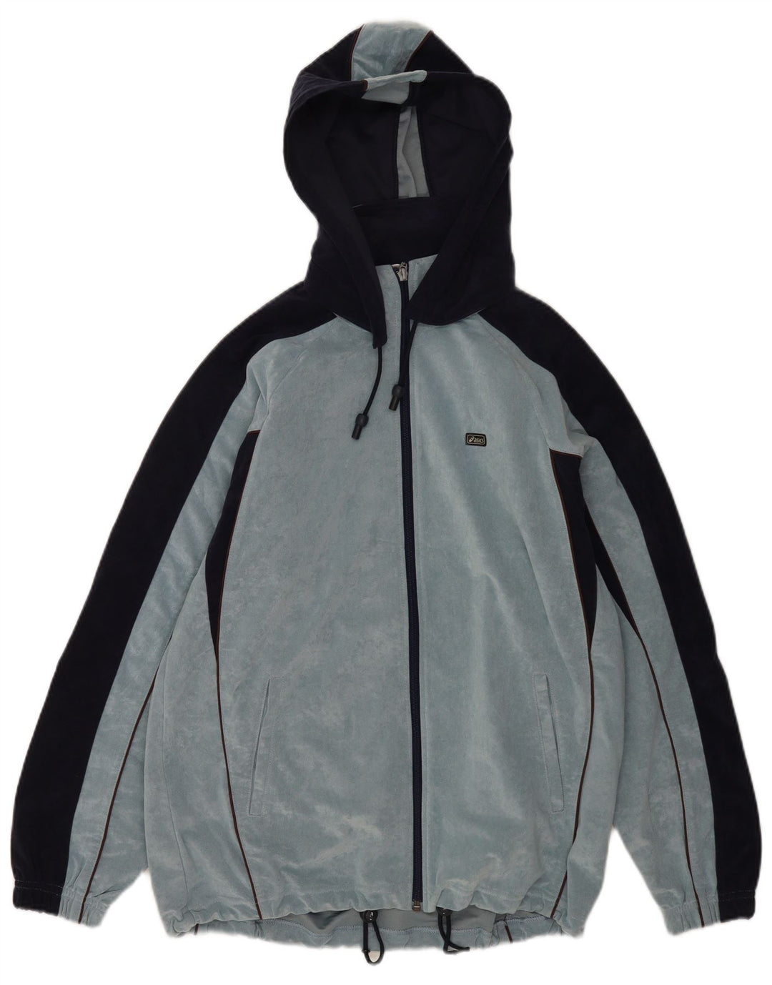 Asics Giacca da uomo in velluto con cappuccio, tuta in velluto, colore blu medio