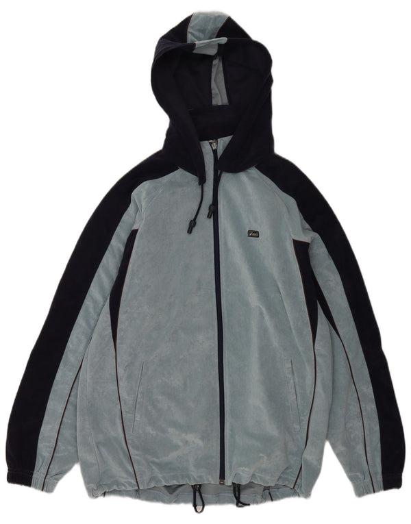 Asics Giacca da uomo in velluto con cappuccio, tuta in velluto, colore blu medio