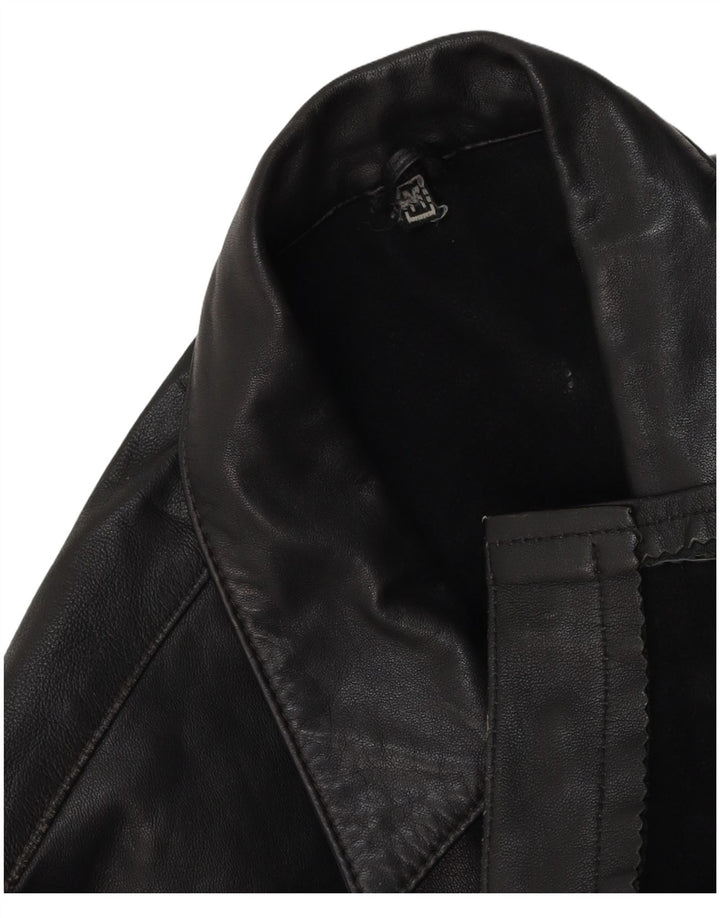 Giacca in pelle vintage da uomo UK 38 media nera